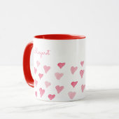 Mug Coeur d'aquarelle personnalisée Saint-Valentin (Devant gauche)