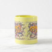 Mug Coeur d'art populaire avec feuilles et fleurs (Centre)