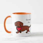 Mug Coeur de bande dessinée de teckel (Gauche)