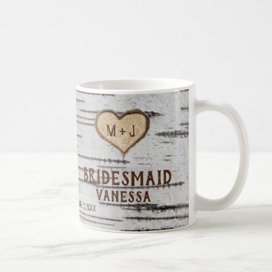 Mug Coeur de bouleau mariage rustique Bridesmaid en fa (Droite)