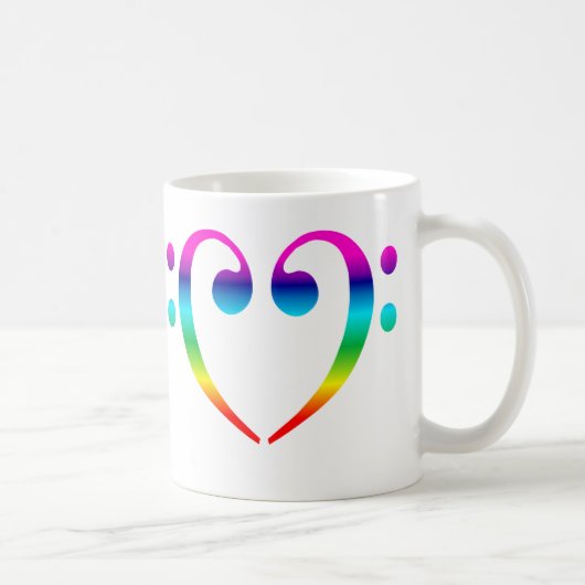 Mug Coeur de clef basse d'arc-en-ciel (Droite)