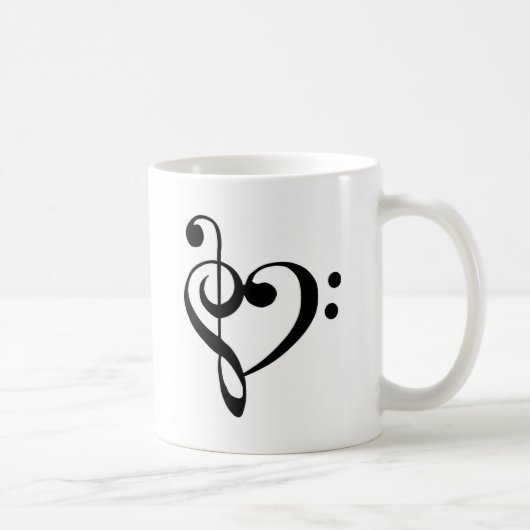 Mug Coeur de clef de base de clef triple (Droite)