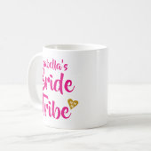 Mug Coeur de date d'or de tribu de jeune mariée (Devant gauche)