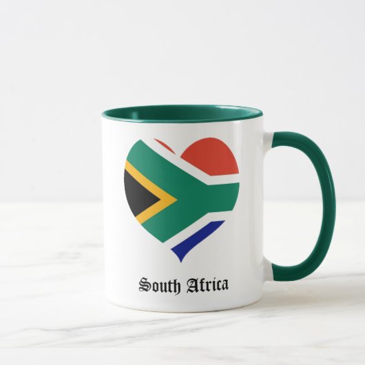 Mug Coeur de drapeau de l'Afrique du Sud (Droite)