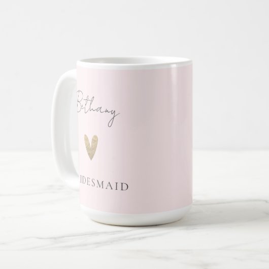 Mug Coeur de femme de chambre rose Script moderne (Devant gauche)