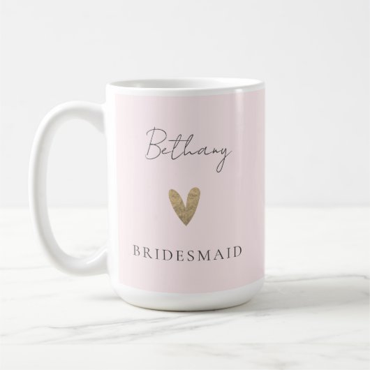 Mug Coeur de femme de chambre rose Script moderne (Gauche)