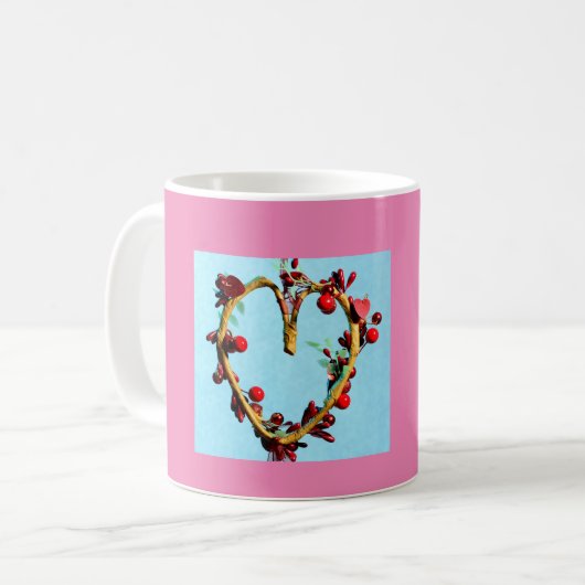 Mug Coeur de fête des mères bleu et rose (Devant gauche)