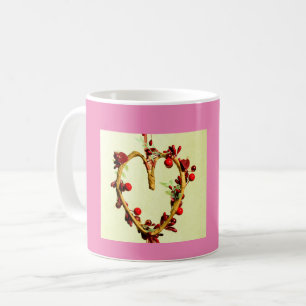 Mug Coeur de jour de la mère jaune et rose