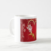 Mug Cœur de la Saint-Valentin sur fond rouge (Devant gauche)