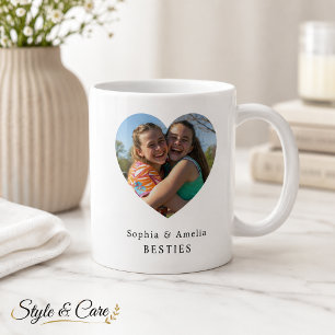 Mug Cœur de Meilleurs Amis Personnalisé Photo Nom