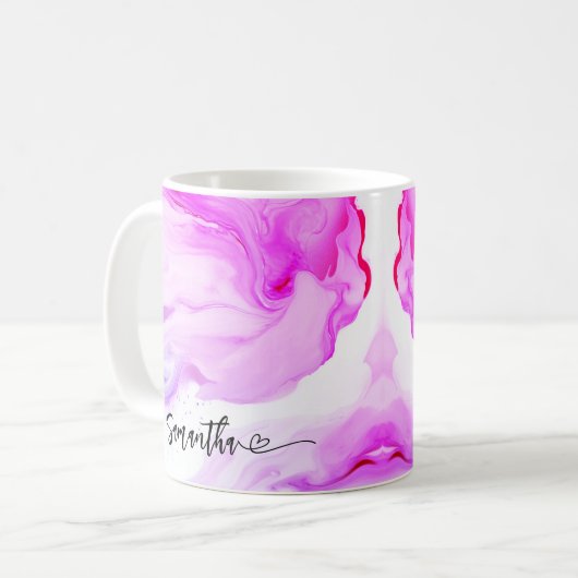 Mug Cœur de nom fluide personnalisé en marbre violet r (Devant gauche)