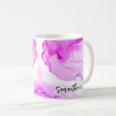 Mug Cœur de nom fluide personnalisé marbre violet rose (Devant droit)