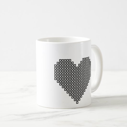 Mug Coeur de pixel noir (Devant droit)