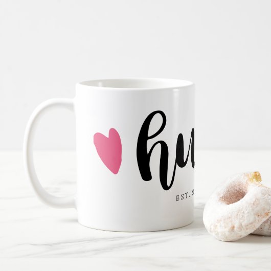 Mug Coeur de rose de manuscrit de mari (Avec donut)