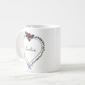 Mug Cœur de style victorien Dark Academia Nom personna (Devant gauche)