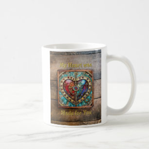 Mug Cœur de verre teinté rouge et bleu Série Steampunk