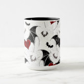 Mug Coeur d'Halloween avec ailes de chauve-souris noir (Centre)