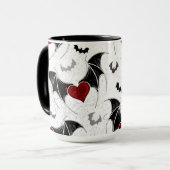 Mug Coeur d'Halloween avec ailes de chauve-souris noir (Devant gauche)