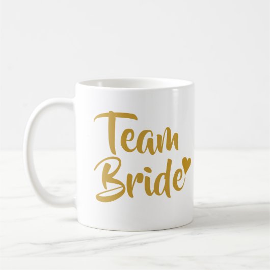 Mug Coeur d'or de jeune mariée d'équipe (Gauche)