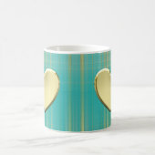 Mug Coeur d'or sur Plaid Turquoise (Centre)