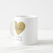 Mug Coeur doré moderne Mariée personnalisée (Devant gauche)