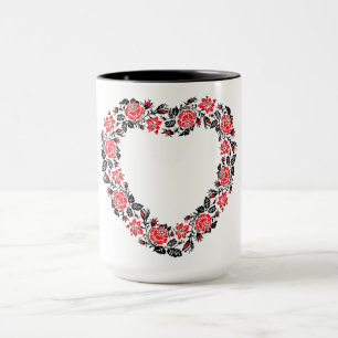 Mug Coeur d'origine des fleurs de roses rouges de poin