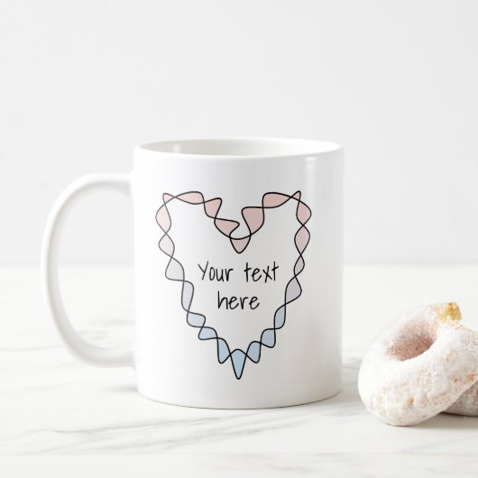 Mug Cœur Doux Rose Pâle Bleu Art Éternel (Avec donut)