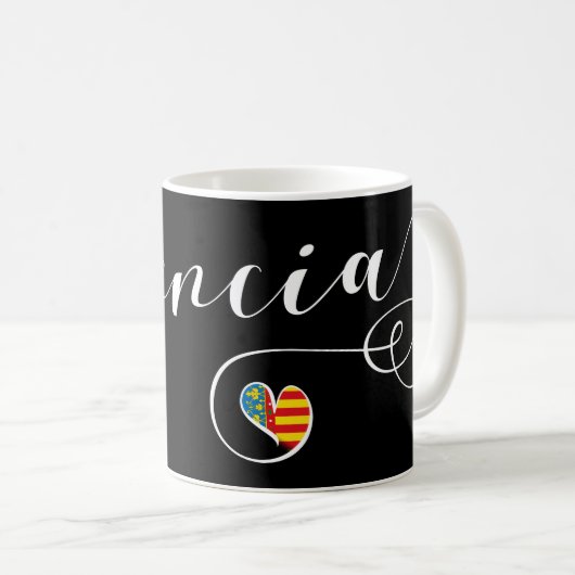 Mug Coeur Drapeau Valencien, Valence, Espagne (Devant droit)