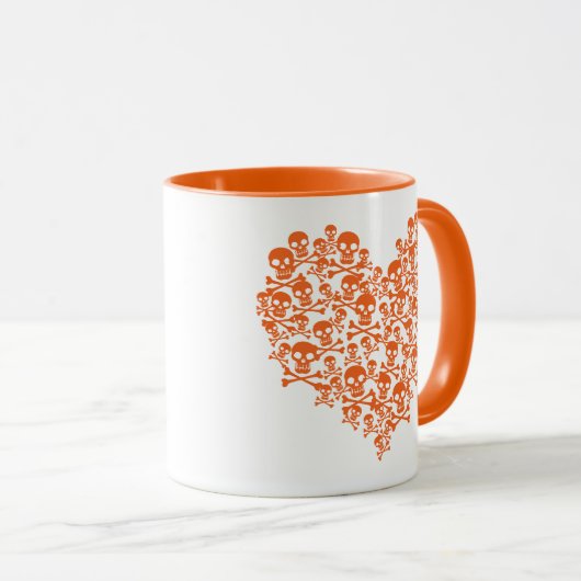 Mug Coeur du crâne orange (Devant droit)