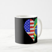 Mug Coeur du drapeau brésilien américain (Devant droit)