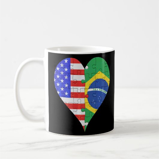 Mug Coeur du drapeau brésilien américain (Gauche)