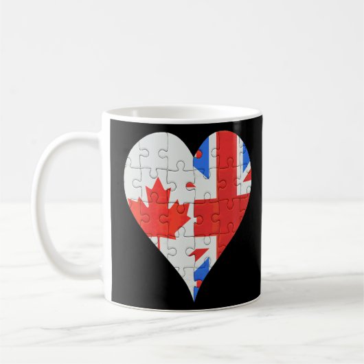 Mug Coeur du drapeau britannique canadien (Gauche)