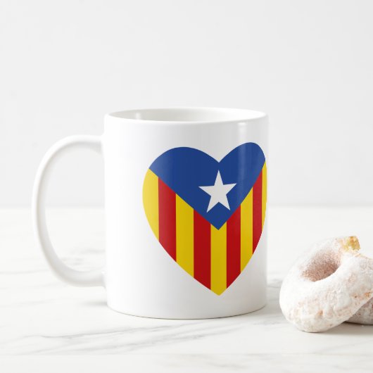 Mug Coeur du drapeau catalan (Avec donut)