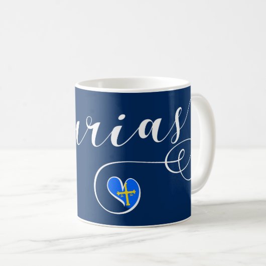 Mug Coeur du drapeau des Asturies, Asturies, Espagne (Devant droit)