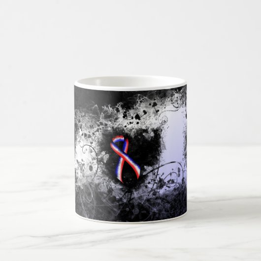 Mug Coeur du ruban rouge, blanc et bleu (Centre)