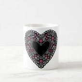 Mug Cœur en dentelle noire et rose (Centre)