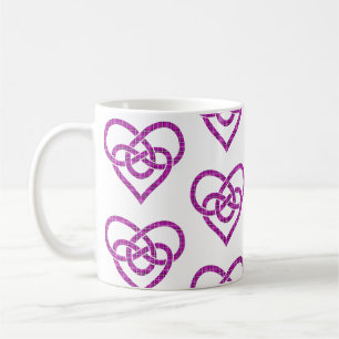 Mug Cœur en forme de nœud celtique carreaux rose viole