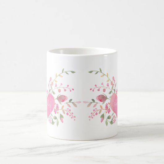 Mug Coeur et fleurs roses (Centre)