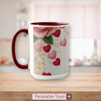 Mug Coeur et Rose personnalisés