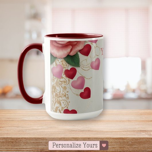 Mug Coeur et Rose personnalisés