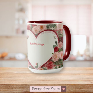 Mug Coeur et Rose personnalisés