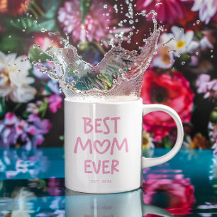 Mug Cœur Fantaisiste Rose Meilleure Maman Ever
