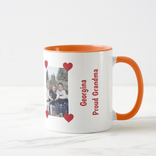 Mug Coeur Fière Grand-mère Amour Personnaliser Photos  (Droite)