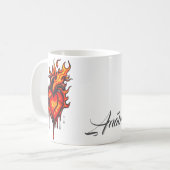 Mug Coeur flamboyant. (Devant gauche)