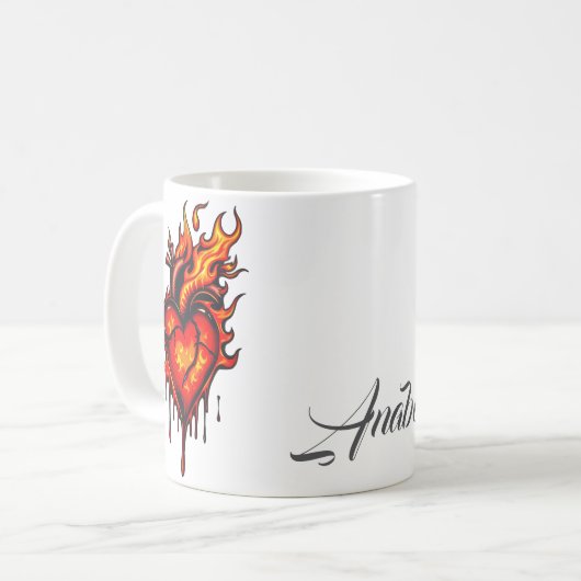Mug Coeur flamboyant. (Devant gauche)