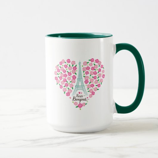 Mug Coeur floral de Paris Bonjour | (Droite)