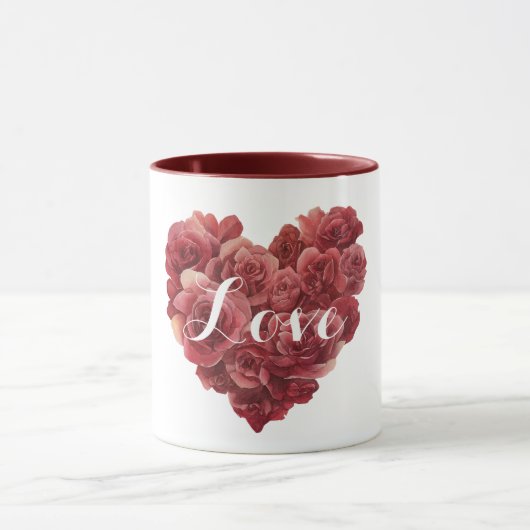 Mug Cœur floral de roses rouges (Centre)