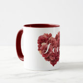 Mug Cœur floral de roses rouges (Devant gauche)