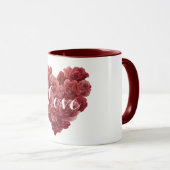 Mug Cœur floral de roses rouges (Devant droit)