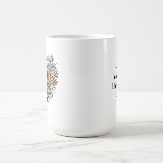 Mug Coeur floral personnalisé avec message sensoriel (Centre)